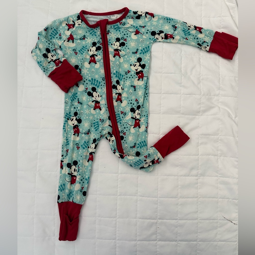 SOLD - little sleepies mickey wonderland bamboo pajamas 0-3 months